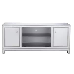 Timeless Home 60 in. TV Stand/Stand in Antique Silver with 2-Storage Doors Fits 60 in. TV