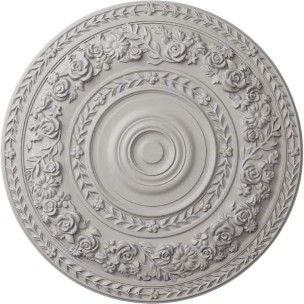 Ekena Millwork 33-7/8 in. x 2-3/8 in. Rose Urethane Ceiling Medallion (Fits Canopies up to 13-1/2 in.), Ultra Pure White