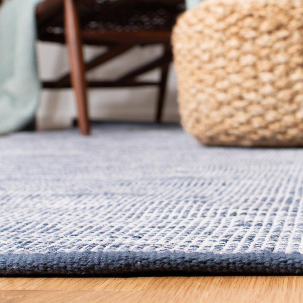 Handwoven Navy Blue Cotton 3' x 5' Reversible Area Rug