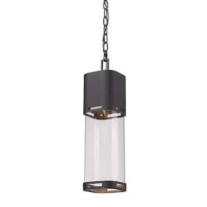 Lestat 14-Watt 18.25 in. 1-Light Black Integrated LED Outdoor Hardwired Weather Resistant Pendant Light