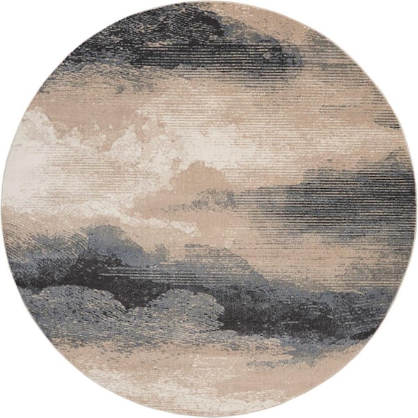 Nourison Maxell Flint 8 ft. x 8 ft. Abstract Contemporary Round Area Rug