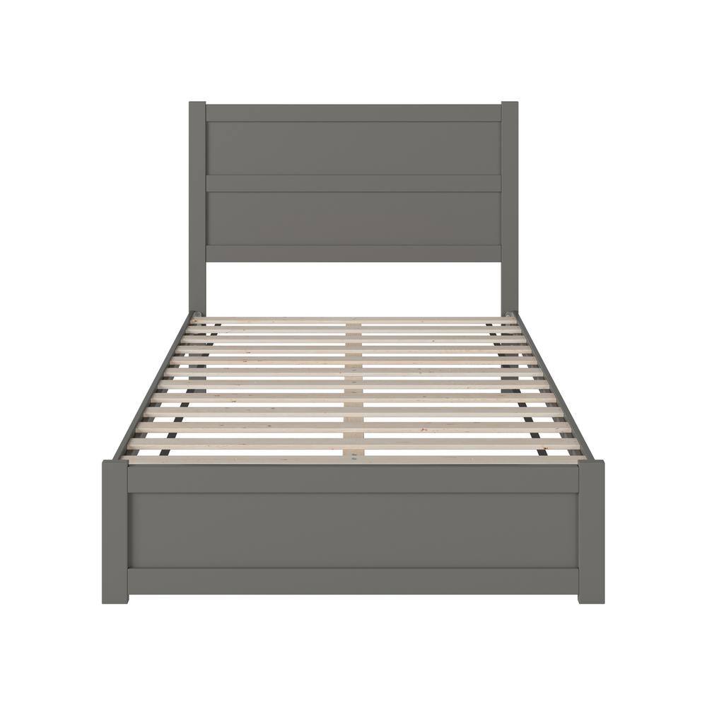 Grey Full Wooden Bed Frame with Headboard and Slats