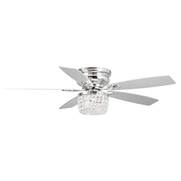 Teamson Kids 52 in. Modern Chrome Flush Mount Crystal Ceiling Fan