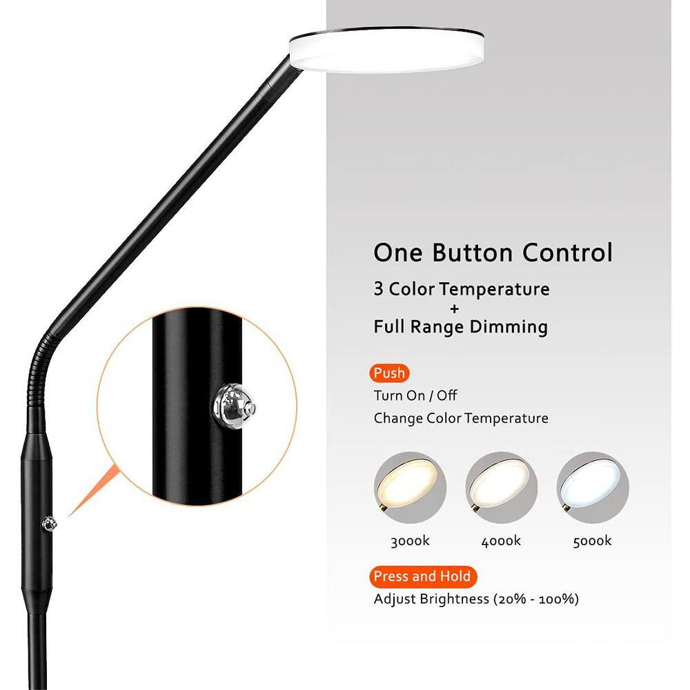 Black Adjustable Metal Arc LED Floor Lamp with Dimmable Light