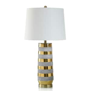 30.5 in. Brass Urn Task And Reading Table Lamp for Living Room with White Cotton Shade