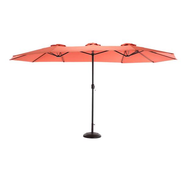 ITOPFOX 14.8 ft Steel Double Sided Outdoor Rectangular Umbrella with Crank (Orange)