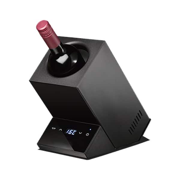 Equator 110V AC/12V DC Cellar Cooling Unit 5.3 in. Single Bottle Wine-Champagne-Water Chiller Thermo-Electric in Black