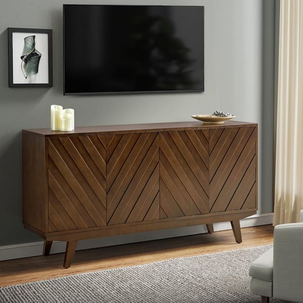 JAYDEN CREATION Horaz Walnut 60 in. W Sideboard with Solid Wood Legs