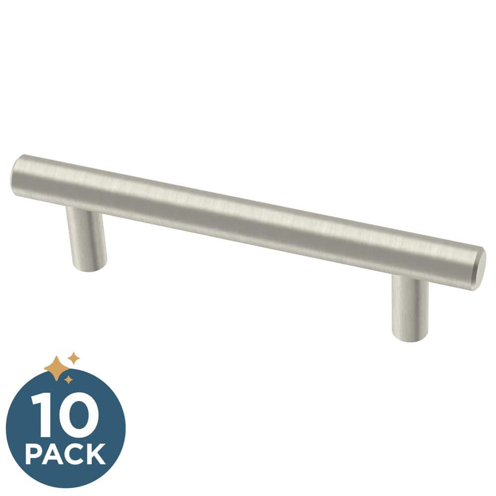 10-Pack Simple Bar 3-3/4 in. (96 mm) Modern Cabinet Drawer Pulls in Stainle