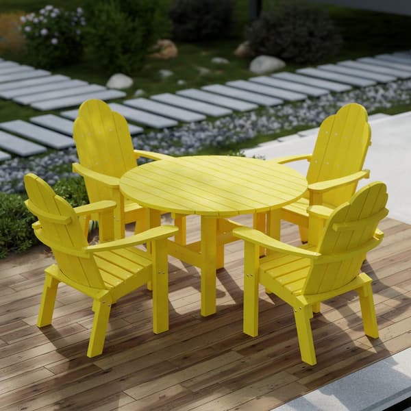 Wildridge Classic Lemon Yellow 5-Piece HDPE Plastic Outdoor Patio