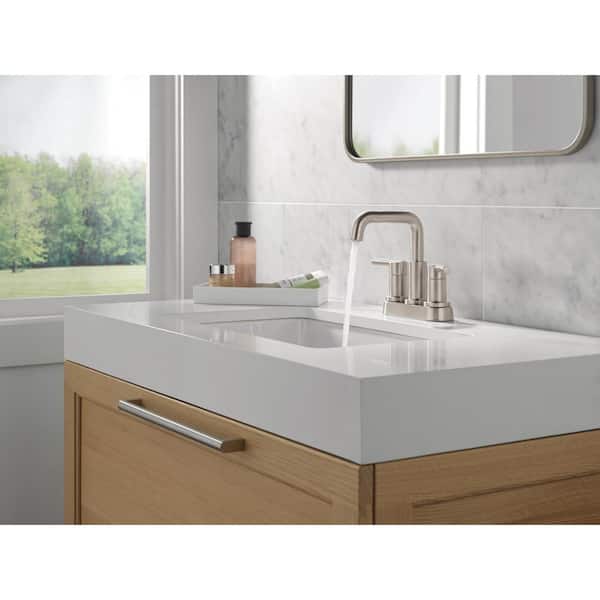 Nicoli 4 in. Centerset Double Handle Bathroom Faucet in Stainless