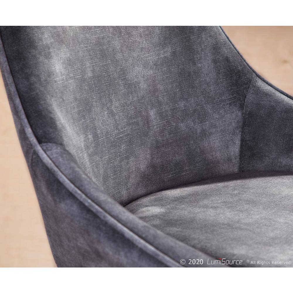 Diana 18.5" Swivel Counter Stool in Grey Velvet and Walnut Wood