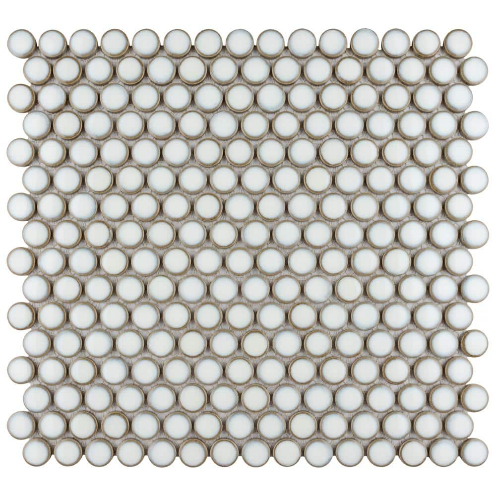 Hudson Penny Round Snowcap White 12 in. x 13 in. Porcelain Floor and Wall Mosaic Tile (10.5 sq. ft./Case) price history on PriceWatchPro