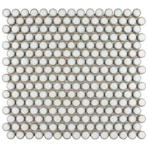 Hudson Penny Round Snowcap White 12 in. x 12 in. Porcelain Mosaic Tile (10.74 sq. ft. / Case)