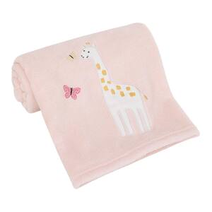 Pretty Pink Giraffes Super Soft Pink Polyester Giraffe Baby Blanket