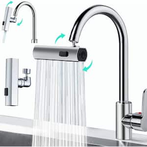 Single Handle Kitchen Faucet Extender, 3 in. 1 360° Standard Kitchen Faucet Swivel for Washing Vegetable Fruit Silver