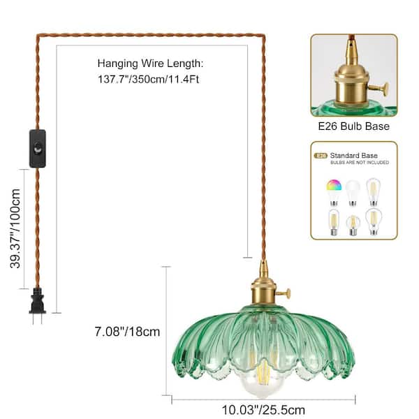 Morauroral Modern 1-Light Mid-Century Plug-In Green Hanging