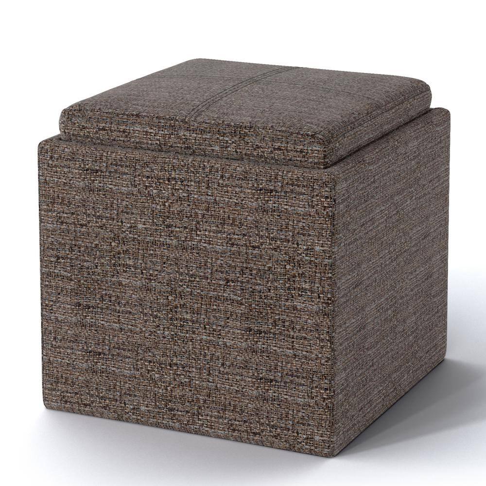 Mink Brown Square Faux Leather Storage Ottoman