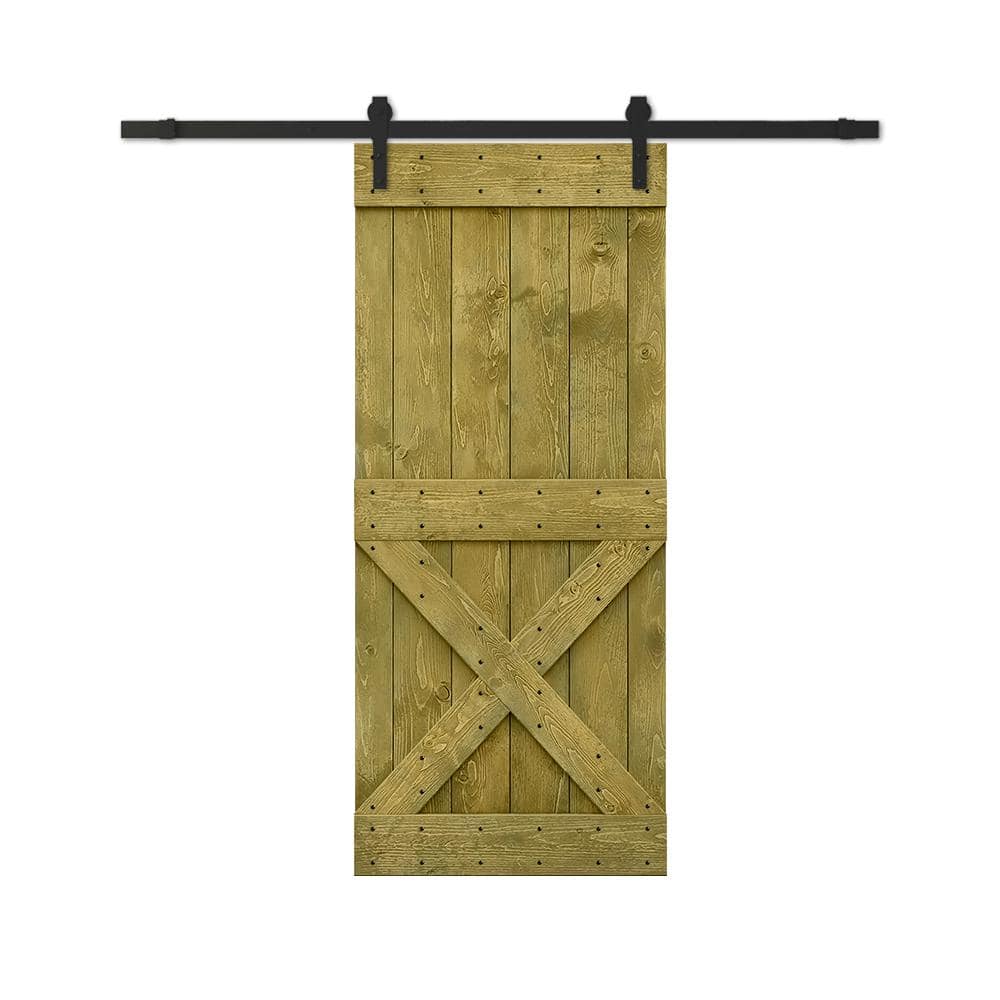 Mini X 44 in. x 84 in. Jungle Green Stained DIY Wood Interior Sliding Barn Door with Hardware Kit price history on PriceWatchPro
