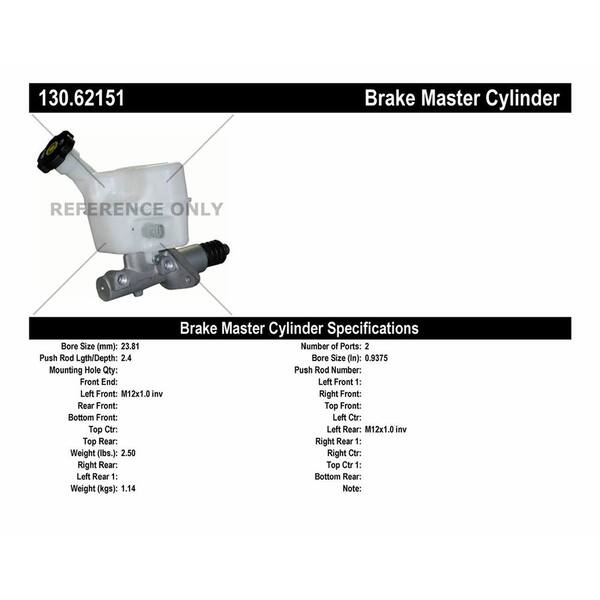 Centric Parts Brake Master Cylinder 2008 Chevrolet HHR 2.2L 2.4L
