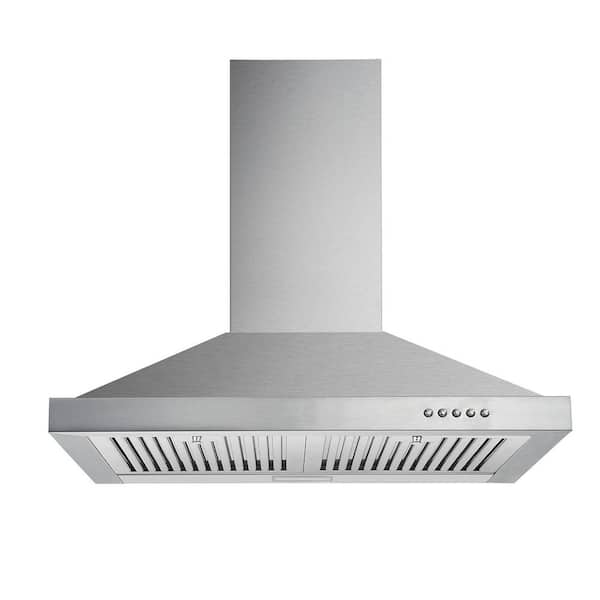 30 in. 450 CFM wall mount Range Hood in Stainless Steel with LED Light Baffle Filters, Convertible