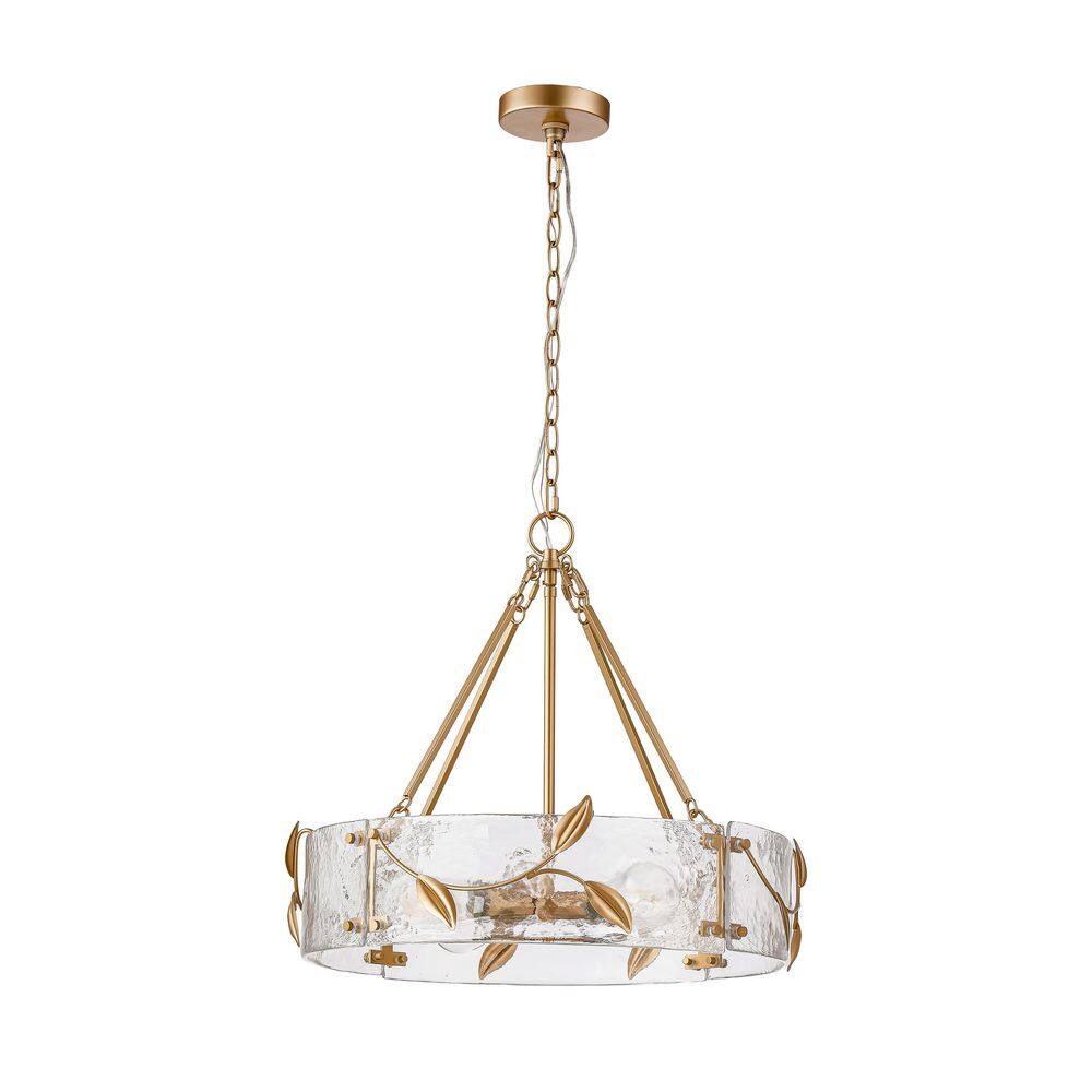 ORIS 60W 4-Light Dark Gold Modern Pendant Light with Drum-Shaped Clear Glass Shades for Living Room and Kitchen Island price history on PriceWatchPro