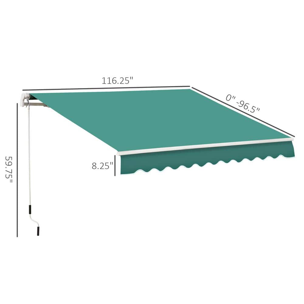 Green Aluminum and Steel Retractable Patio Awning with UV Protection