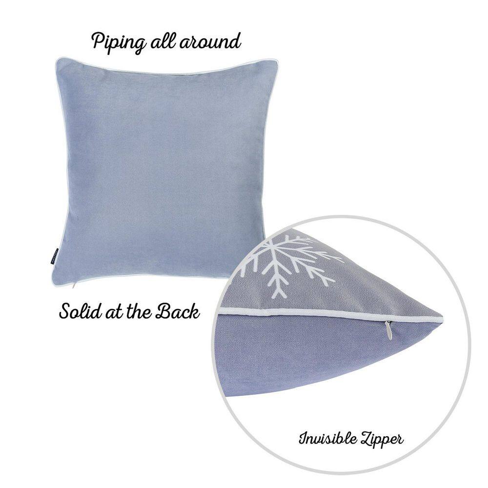 Gray and White Christmas Snowflake Polyester Pillow Covers Set of 4