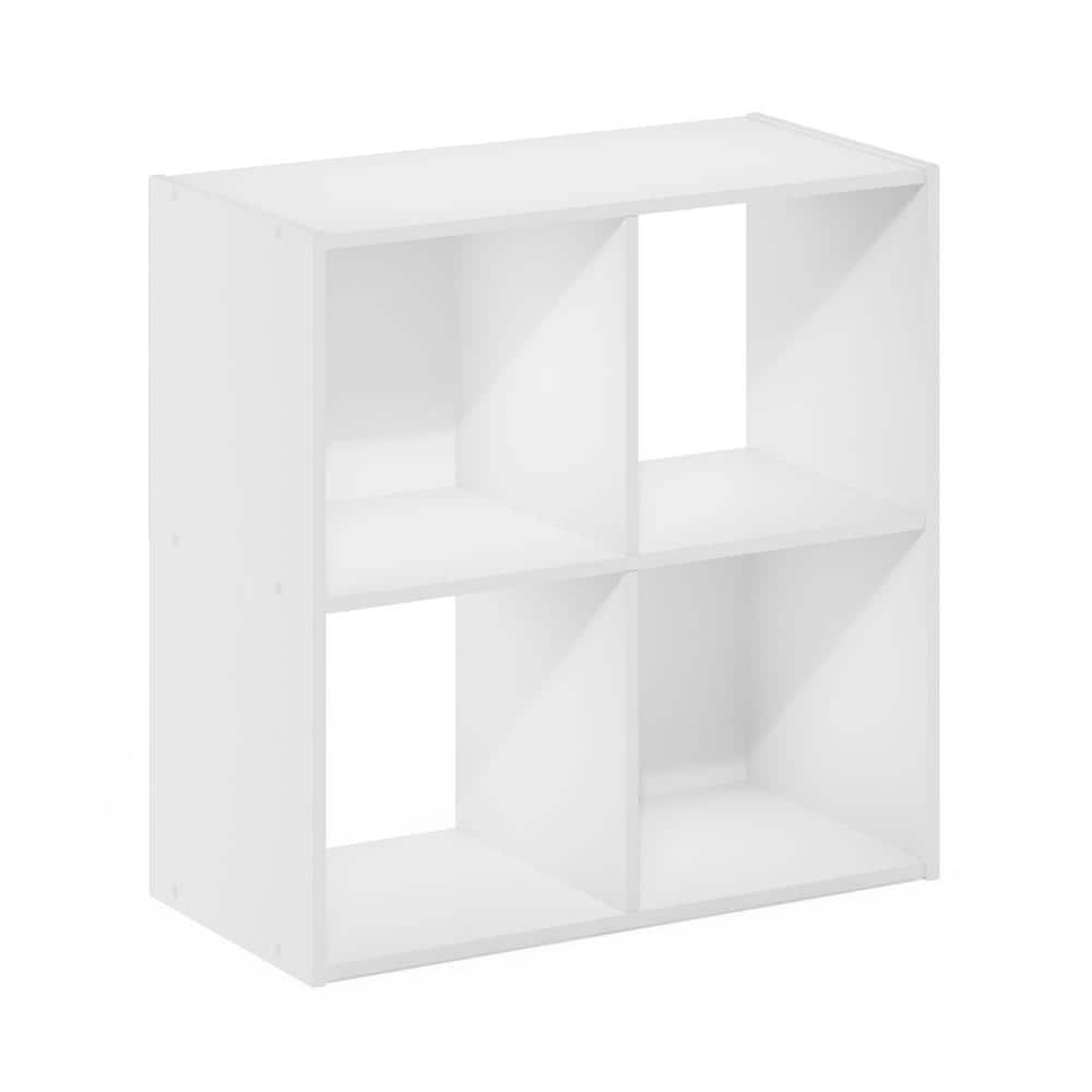 Furinno Peli 24 in. Tall White Wood 4-Shelf Cubic Storage Bookcase with ...