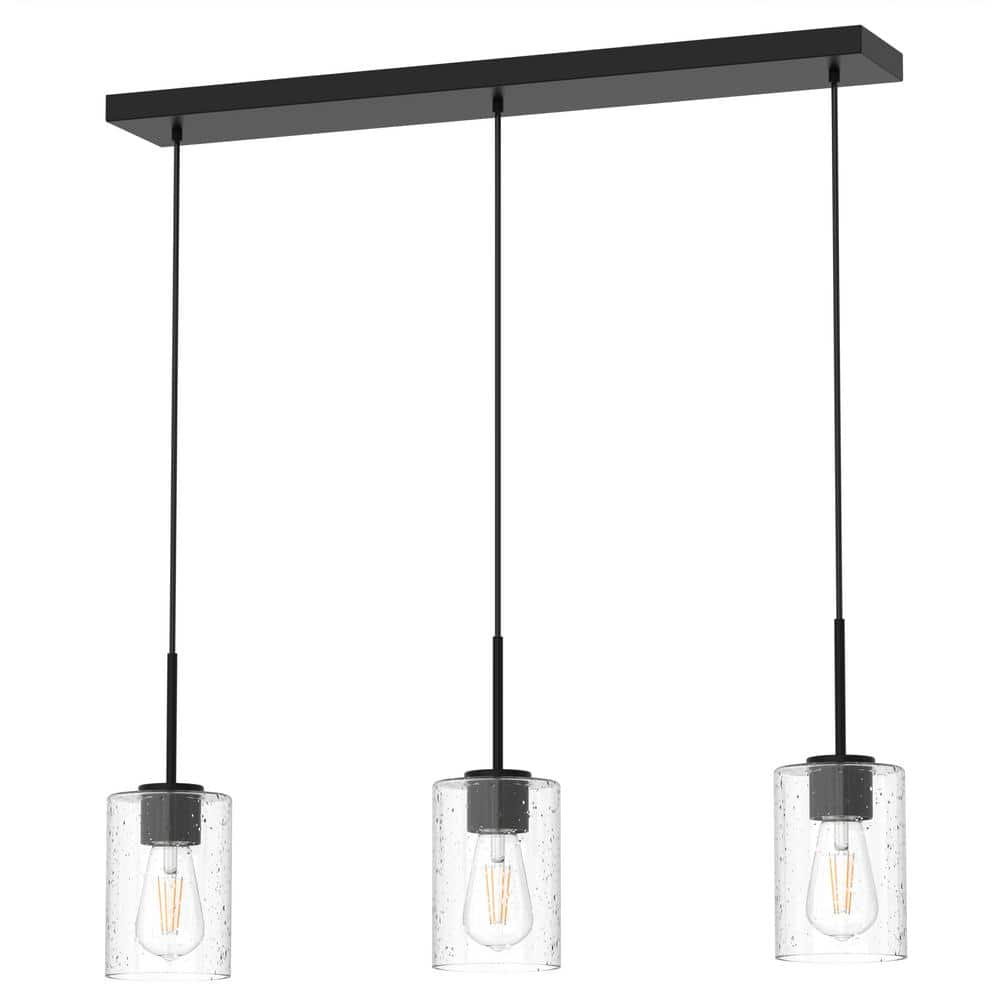 28 in. 3-Light Black Pendant Light withGlass Shade, Farmhouse Ceiling Lamp for Kitchen Island, Dining Room price history on PriceWatchPro