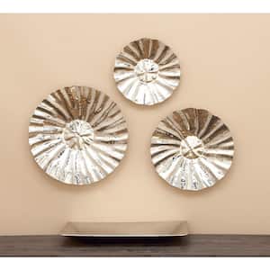 Stainless Steel Silver Plate Wall Decor with Hammered Designs (Set of 3)
