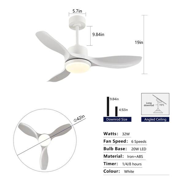 Jushua 42 in. White Reversible Quiet DC Motor Downrod Mount