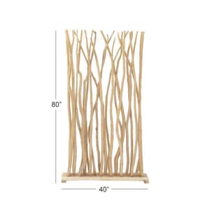 7 ft. Light Brown Single Panel Tree Handmade Room Divider Screen with Raw Branches