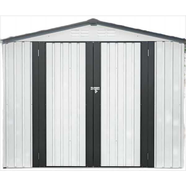 Unbranded 10 ft. x 8 ft. Metal Outdoor Storage Shed, All Weather Sheds with Lockable Doors, Tool Shed White (80 sq. ft. )