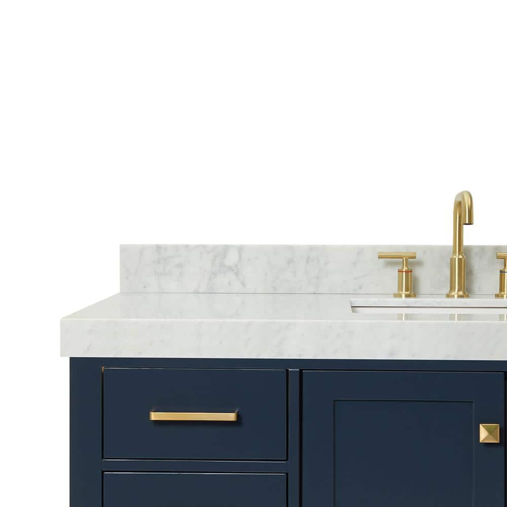 Midnight Blue 54" Freestanding Vanity with Carrara Marble Top
