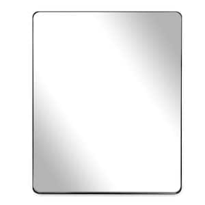 32 in. W x 40 in. H Large Rectangular Aluminum Framed Wall Bathroom Vanity Mirror in Black Finish