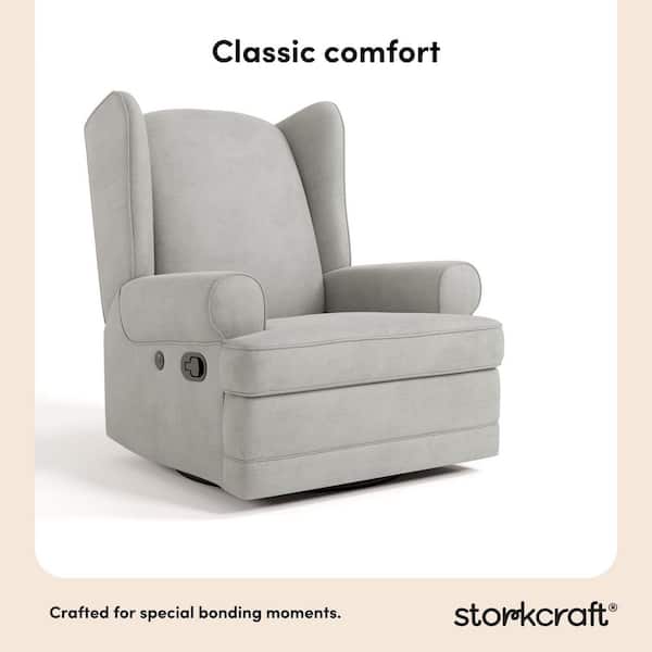 Storkcraft Serenity Steel Wingback Upholstered Recline Glider