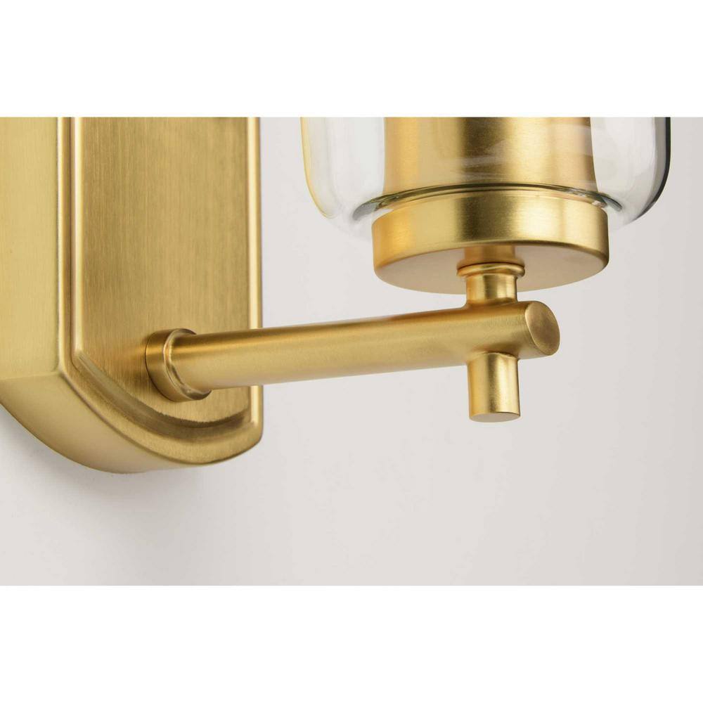Adley Satin Brass Wall Light with Clear Glass Shade