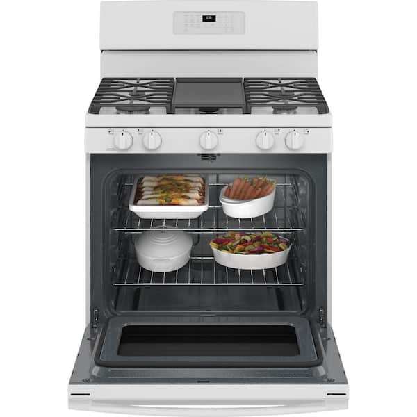 30 in. 5.0 cu.ft. Gas Range with Self-Cleaning Oven in White with Griddle