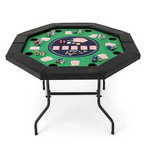 48 in. Foldable Poker Table for 8-Players Portable Blackjack Texas Hold'em Table Green