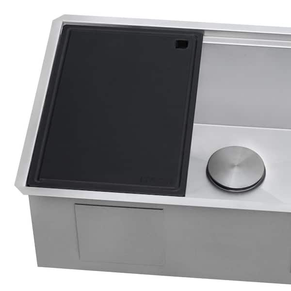 Ledgefit 17 in. x 11 in. Rectangular Black Resin Replacement Cutting Board for Workstation Kitchen Sinks