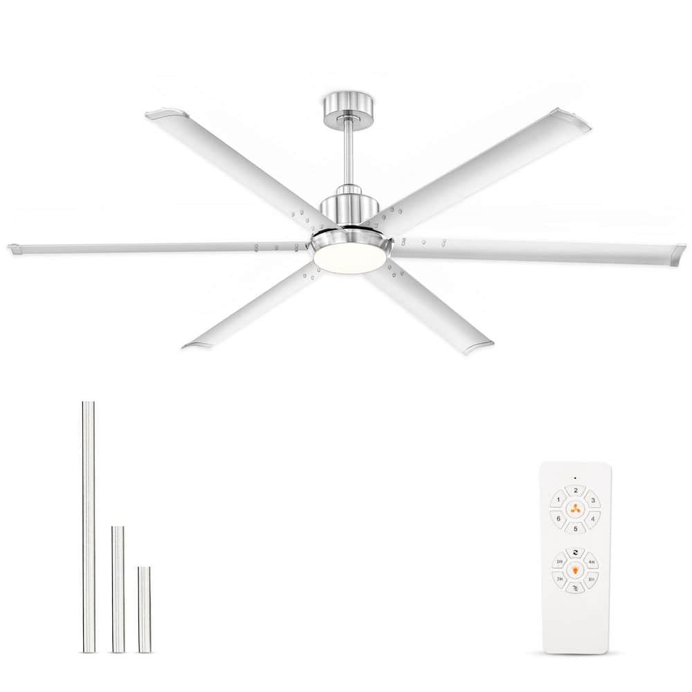 JAZAVA 72 in. Brushed Nickel Downrod Mount Standard LED Covered