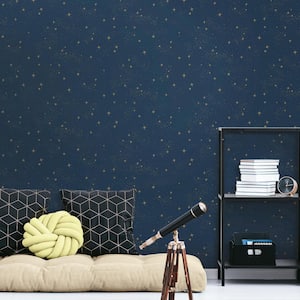 Upon A Star Navy Vinyl Peel & Stick Wallpaper Roll (Covers 28.18 Sq. Ft.)