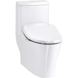 Reach 1-piece 1.28 GPF Dual Flush Elongated Toilet in White Seat Not Included
