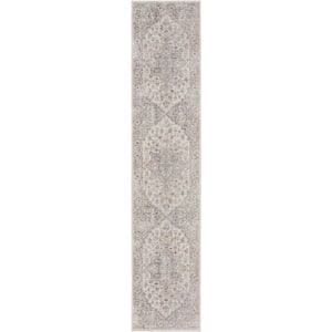 Astra Machine Washable Silver Grey 2 ft. x 10 ft. Distressed Traditional Kitchen Runner Area Rug