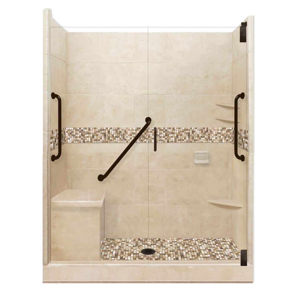 Roma Freedom Grand Hinged 36 in. x 60 in. x 80 in. Center Drain Alcove Shower Kit in Brown Sugar and Old Bronze Hardware price history on PriceWatchPro