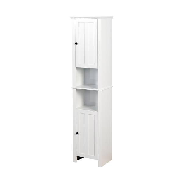 Tidoin White Wood 2 Slab Door Stock Assembled Bath Kitchen Cabinet with 6 Shelves 11.8 in. x 66.9 in. x 15.75 in.