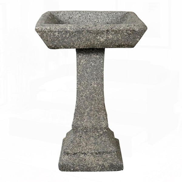 22.8"H Concrete Pedestal Bird Bath Bowl, Modern Outdoor Freestanding Birdbath for Garden, Patio, Yard, Lawn Decor