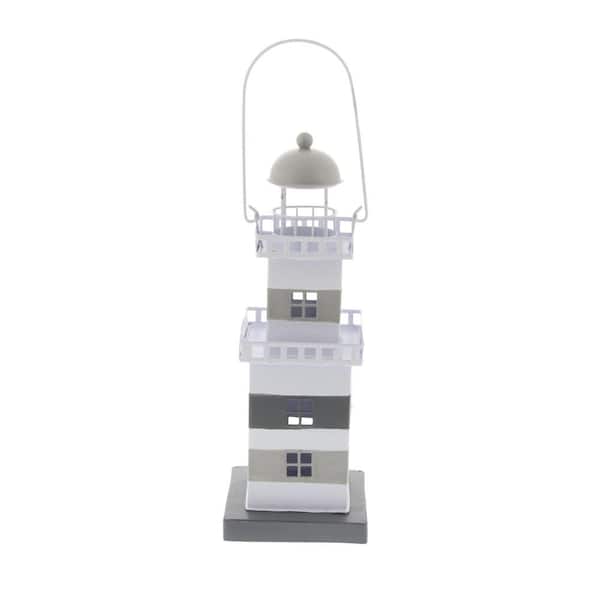 Litton Lane Grey Metal Coastal Candle Lantern