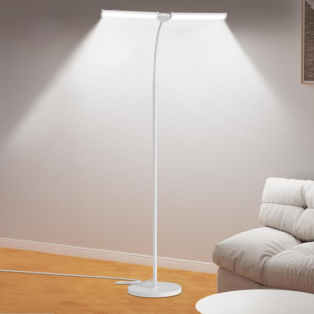 59 in. White 1-Light Smart Dimmable Column Floor Lamp for Living Room with Polycarbonate Shade price history on PriceWatchPro